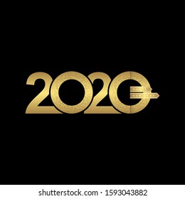 2020 feliz diseño de texto del logo de Año Nuevo. Plantilla moderna de 2020 letras.