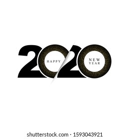 2020 happy new year logo text design. Modern 2020 letter template.