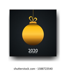 2020 happy new year luxury greeting card with gold christmas toy