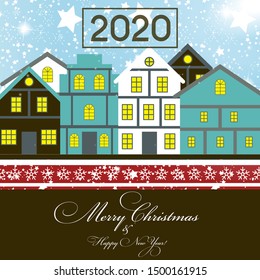 2020 Happy New Year and Marry Christmas Background. Vector Illustration. EPS10