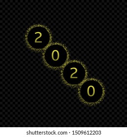 2020 Happy New Year and Merry Christmas. Golden confetti sparkles
