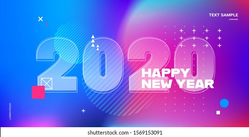 2020 happy new year merry christmas poster holiday celebration concept greeting card flat horizontal copy space vector illustration