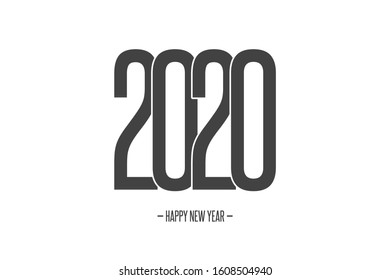 2020 Happy New Year minimal flat gray color design. Cover for 2020 New Year brochure. Christmas banner card design template. New Year 2020 Modern Style Xmas card, sale banner. Vector illustration 