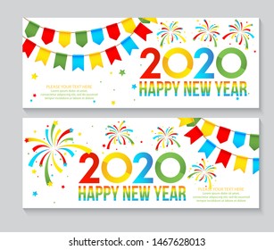 2020 Happy New Year minimalist design. Vector illustration.