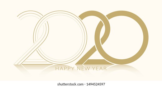 2020 Happy New Year. 2020 modern text vector luxury design gold color.