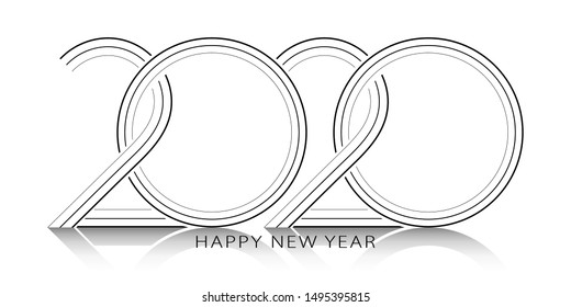 2020 Happy New Year. 2020 modern text vector luxury design black and white color.