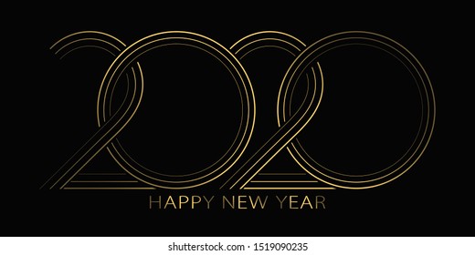 2020 Happy New Year. 2020 modern text vector luxury design gold color.