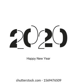 2020 Happy New Year modern light black typography white vector logo icon