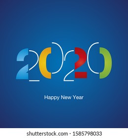 2020 Happy New Year modern black light typography colorful white vector logo icon