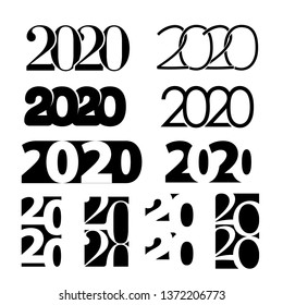 2020 Happy New Year numbers set. Good for calendar cover, brochure template, greeting card, banner design. Vector illustration.