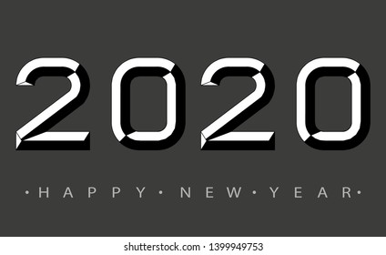 2020 Happy new year. Numbers minimalist style. Design of greeting card. Vector illustration.
