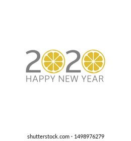 2020 Happy New Year. Orange icon, Vector illustration