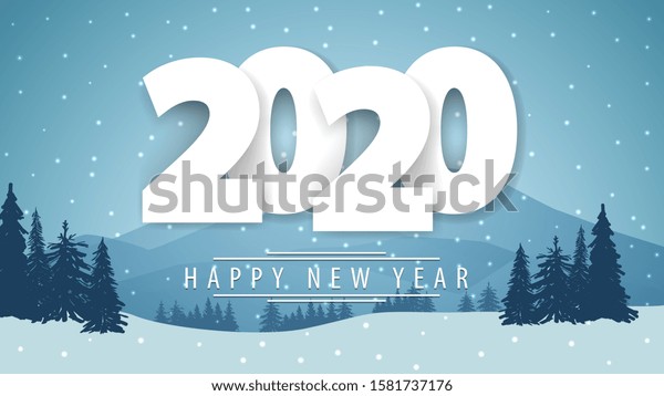 2020 Happy New Year Postcard White Stock Vector (Royalty Free) 1581737176