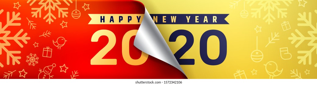 2020 Happy New Year Promotion Poster or banner.Change or open to new year 2020 concept.Promotion and shopping template for New Year.Vector EPS10