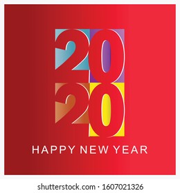 2020 happy new year, red background