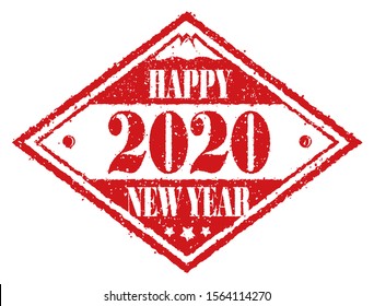 2020 Happy New Year / rubber stamp vector illustration for new year greeting card etc.