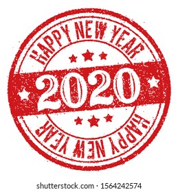 2020 Happy New Year / rubber stamp vector illustration for new year greeting card etc.