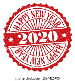 2020 Happy New Year / rubber stamp vector illustration for new year greeting card etc.