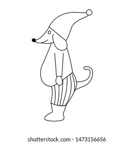 2020 Happy New Year. Set of cute little cartoon toys. New year and Christmas characters. Christmas animals simple illustration for greeting cards, calendars, prints etc. Vector illustration