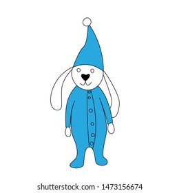 2020 Happy New Year. Set of cute little cartoon toys. New year and Christmas characters. Christmas animals simple illustration for greeting cards, calendars, prints etc. Vector illustration