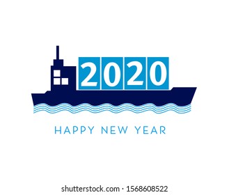 2020 happy new year with shipping concept