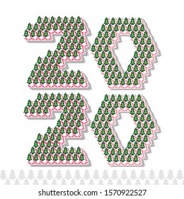 2020 happy new year signature logo. Holiday typography for Christmas banner, calendar, decoration, greeting card illustration.