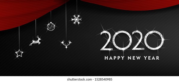 2020 Happy new year. silver Design of greeting card. silver Shining Pattern. Happy New Year Banner with 2020 Numbers on Bright Background. Vector illustration