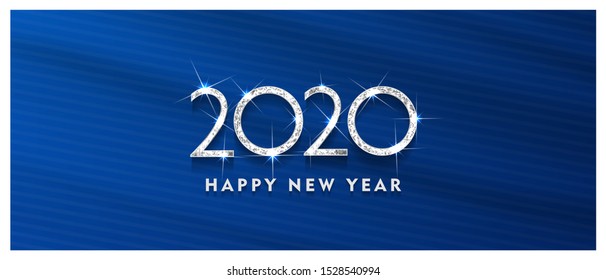 2020 Happy new year. silver Design of greeting card. silver Shining Pattern. Happy New Year Banner with 2020 Numbers on Bright Background. Vector illustration