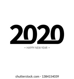 2020 happy new year symbol design. Vector illustration with black holiday sign isolated on white background.