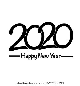2020 happy new year symbol design. Vector illustration with black holiday label isolated on white background.