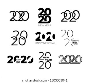 2020 Happy New Year text logo.  Calendar cover design.