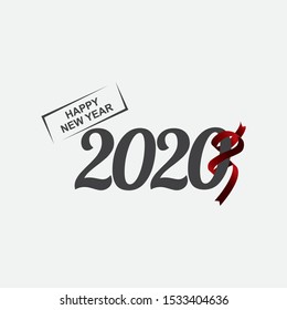 2020 Happy New Year text design. Holiday banner, poster, greeting card or invitation template. Vector illustration