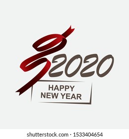 2020 Happy New Year text design. Holiday banner, poster, greeting card or invitation template. Vector illustration