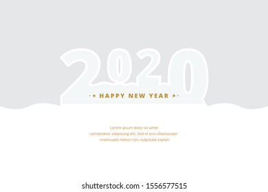 2020 Happy New Year. Text design 2020 simple with white and gray colors can be used template for greeting card design, banner and so on.
