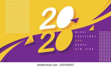 2020 Happy New Year text design background.Vector holiday illustration. 