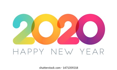 2020 Happy New Year typography design. Vector Color Overlay Numbers