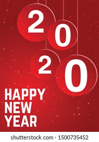 2020 happy New year typography in a red colour brighten background - vector format. 