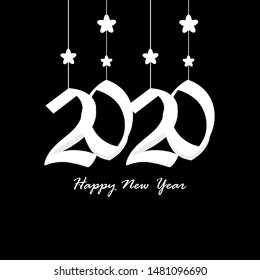 2020 happy new year vector isolated on black background. New year and christmas backgrounds