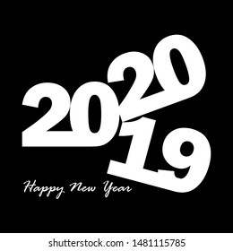 2020 happy new year vector isolated on black background. New year and christmas backgrounds in white square.