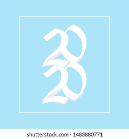 2020 happy new year vector isolated on blue background. New year and christmas backgrounds in white square.