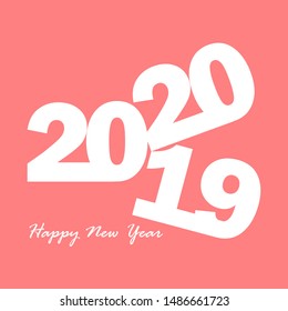 2020 happy new year vector isolated on red background. New year and christmas backgrounds in white square.