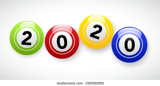 2020, happy new year. Vector creative number with bingo ball