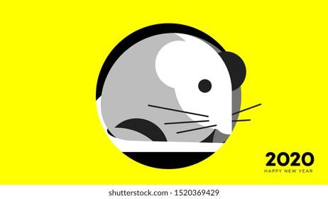 2020 Happy New Year Vector Background. Abstract Golden Metal Rat.
