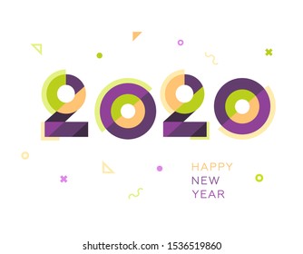 2020 Happy New Year. Vector illustration, flat design. Isolated on white background. 