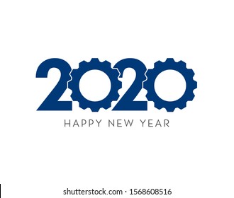 2020 happy new year vector with gear concept
