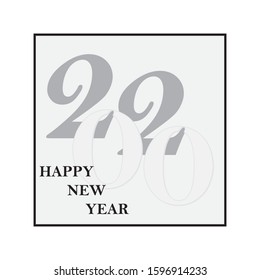 2020 Happy New Year vector illustrations in grey color with black color