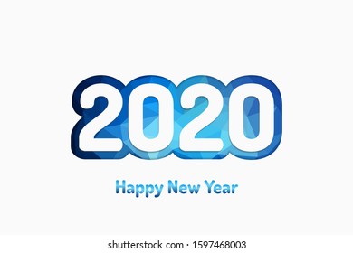 2020 Happy New Year Vector Abstract Triangles Modern Design For Banner, Gift Card, Brochure, Flyer. 2020 Christmas Vector Design. Vibrant 2020 New Year Concept. Vector Illustration