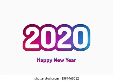 2020 Happy New Year Vector Abstract Triangles Modern Design For Banner, Gift Card, Brochure, Flyer. 2020 Christmas Vector Design. Vibrant 2020 New Year Concept. Vector Illustration