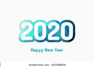 2020 Happy New Year Vector Abstract Triangles Modern Design For Banner, Gift Card, Brochure, Flyer. 2020 Christmas Vector Design. Vibrant 2020 New Year Concept. Vector Illustration