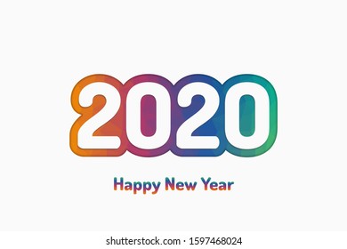 2020 Happy New Year Vector Abstract Triangles Modern Design For Banner, Gift Card, Brochure, Flyer. 2020 Christmas Vector Design. Vibrant 2020 New Year Concept. Vector Illustration